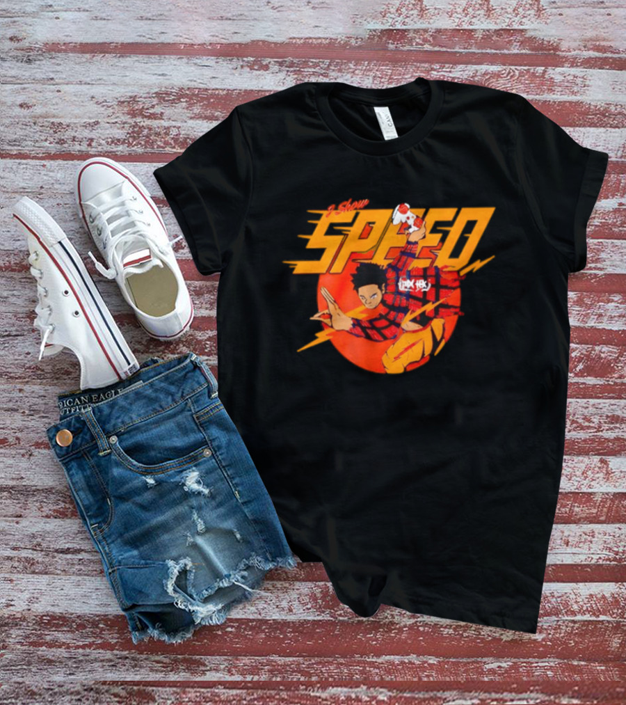 IShowSpeed Speed Flash Anime Character With Soccer Ball And Lightning Bolt T-Shirt