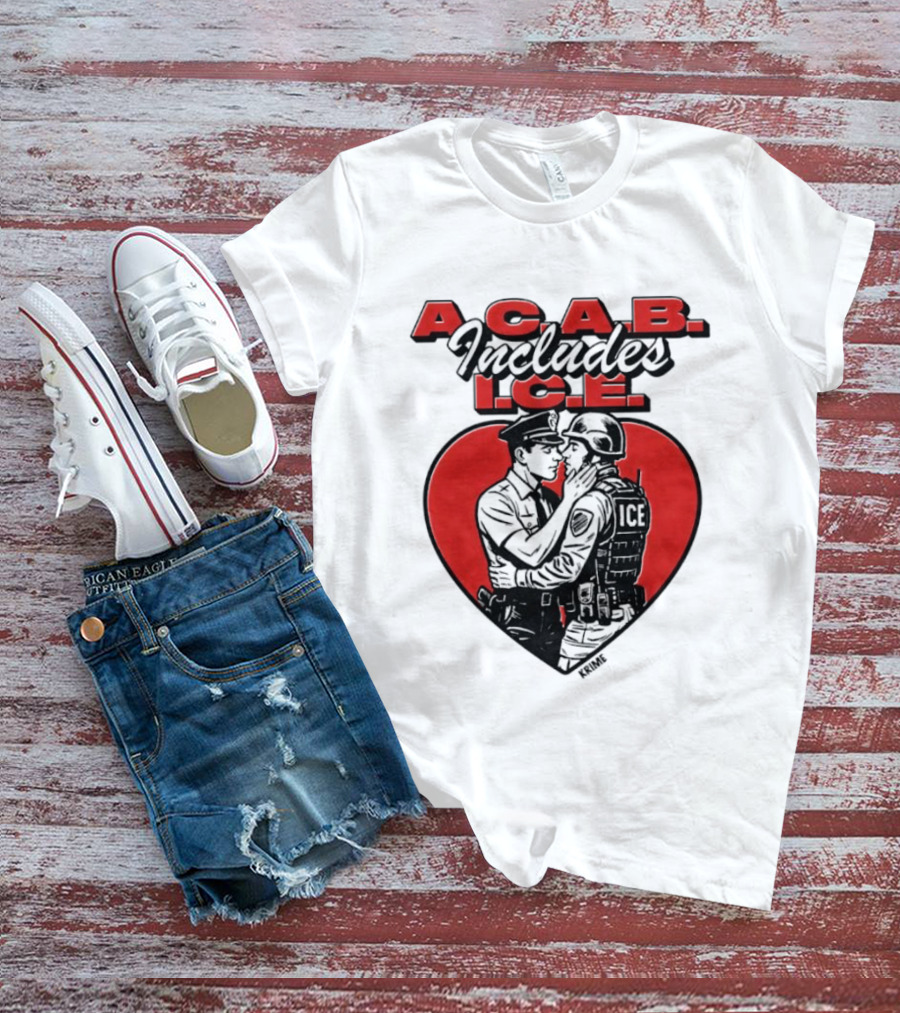 ACAB Includes ICE Anti Police Heart Shape Red And Black T-Shirt
