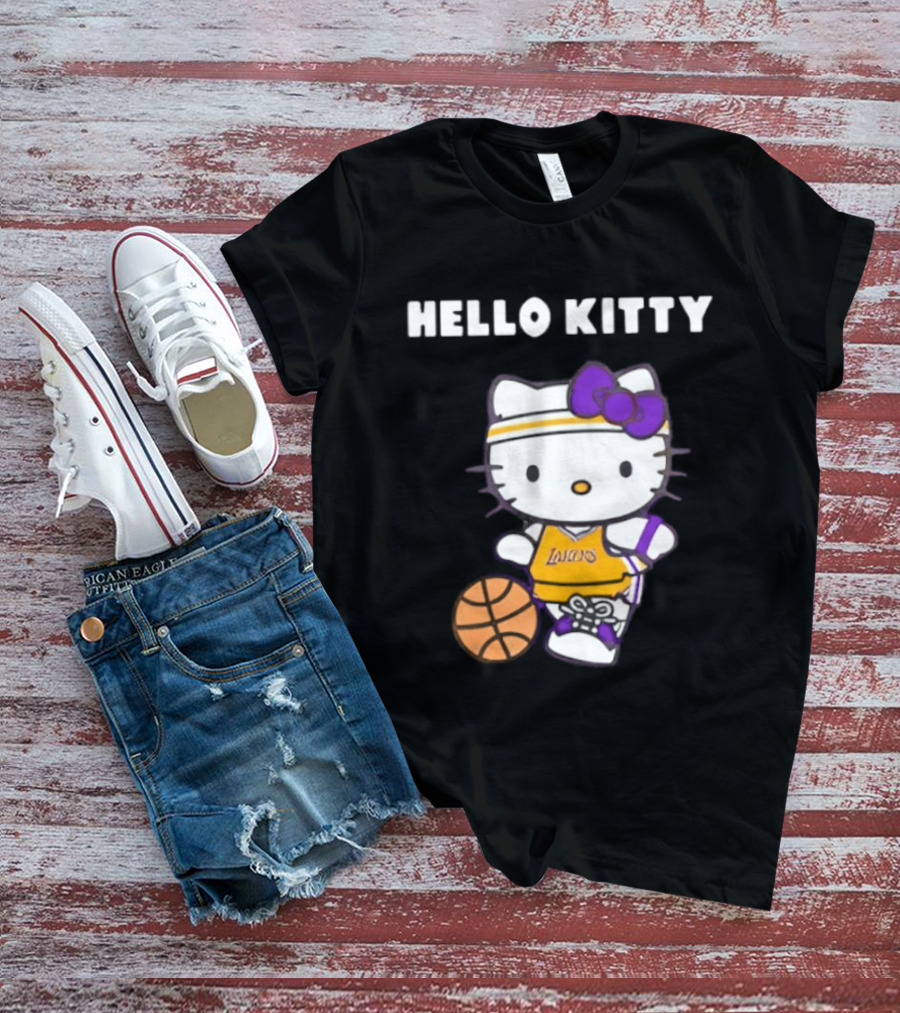 Los Angeles Lakers Hello Kitty Basketball Collaboration T-Shirt