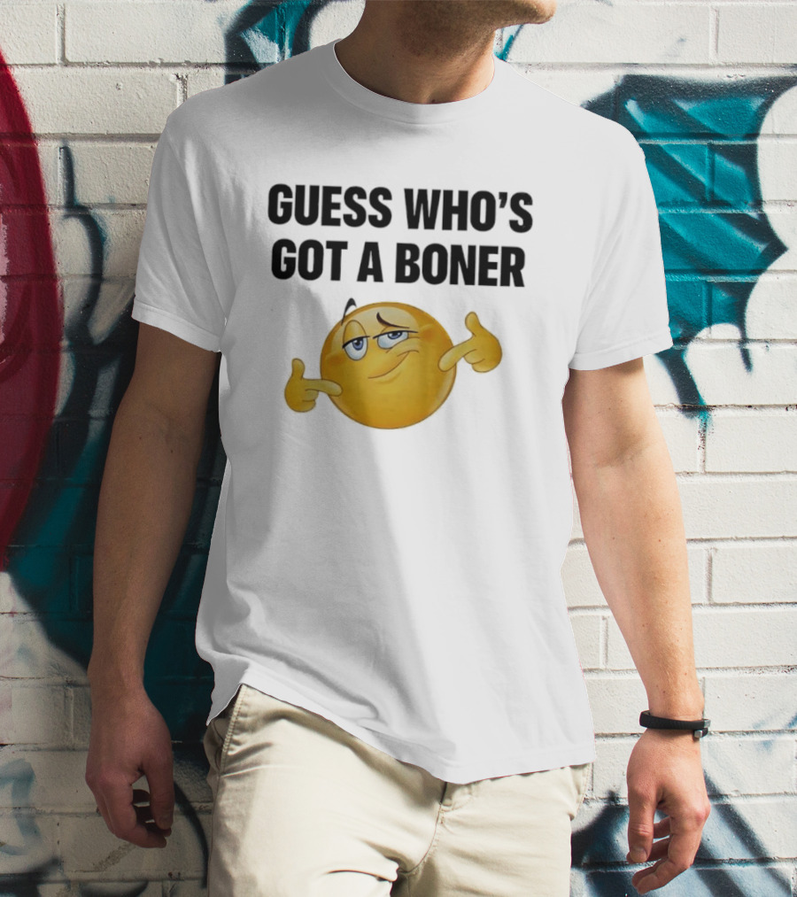 Guess Who's Got A Boner Emoji Pointing Hands T-Shirt