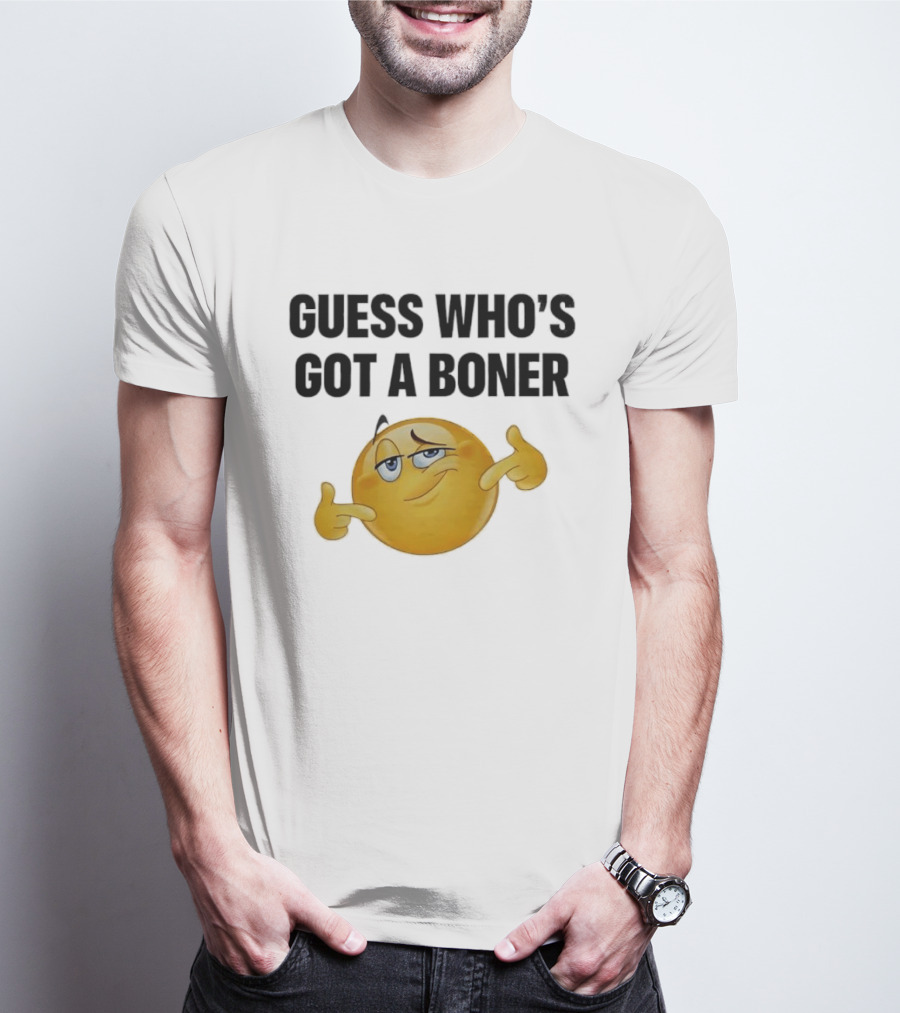 Guess Who's Got A Boner Emoji Pointing Hands T-Shirt