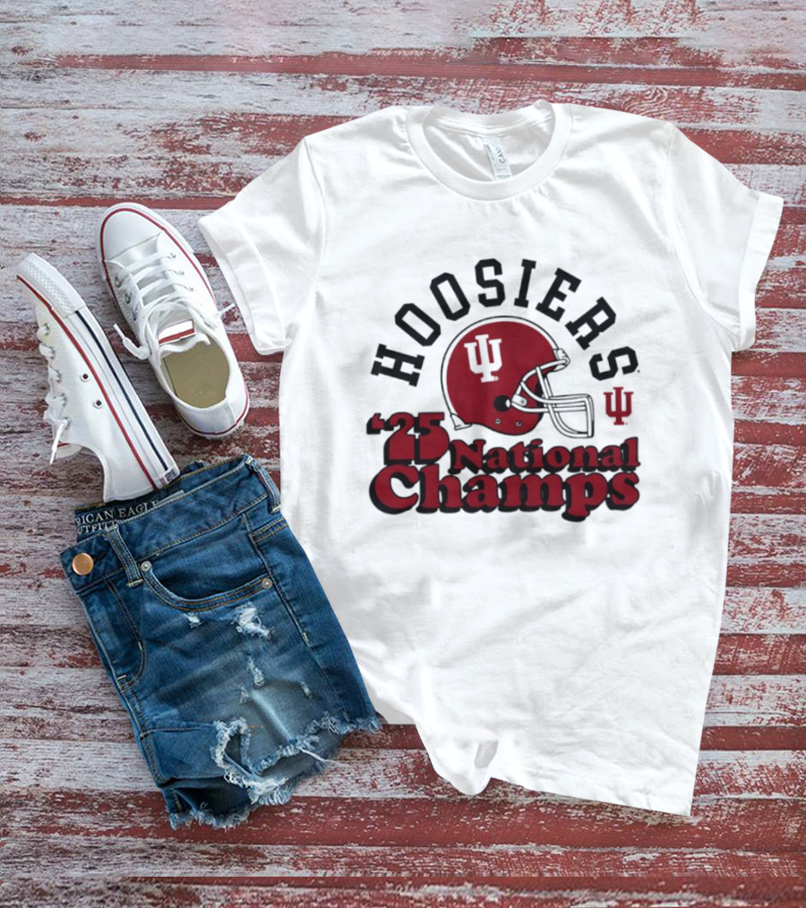 Hoosiers '25 National Champs Red Helmet T-Shirt