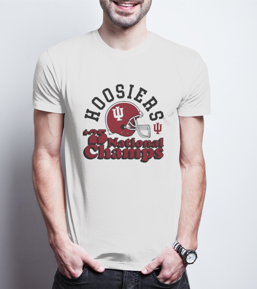 Hoosiers '25 National Champs Red Helmet T-Shirt