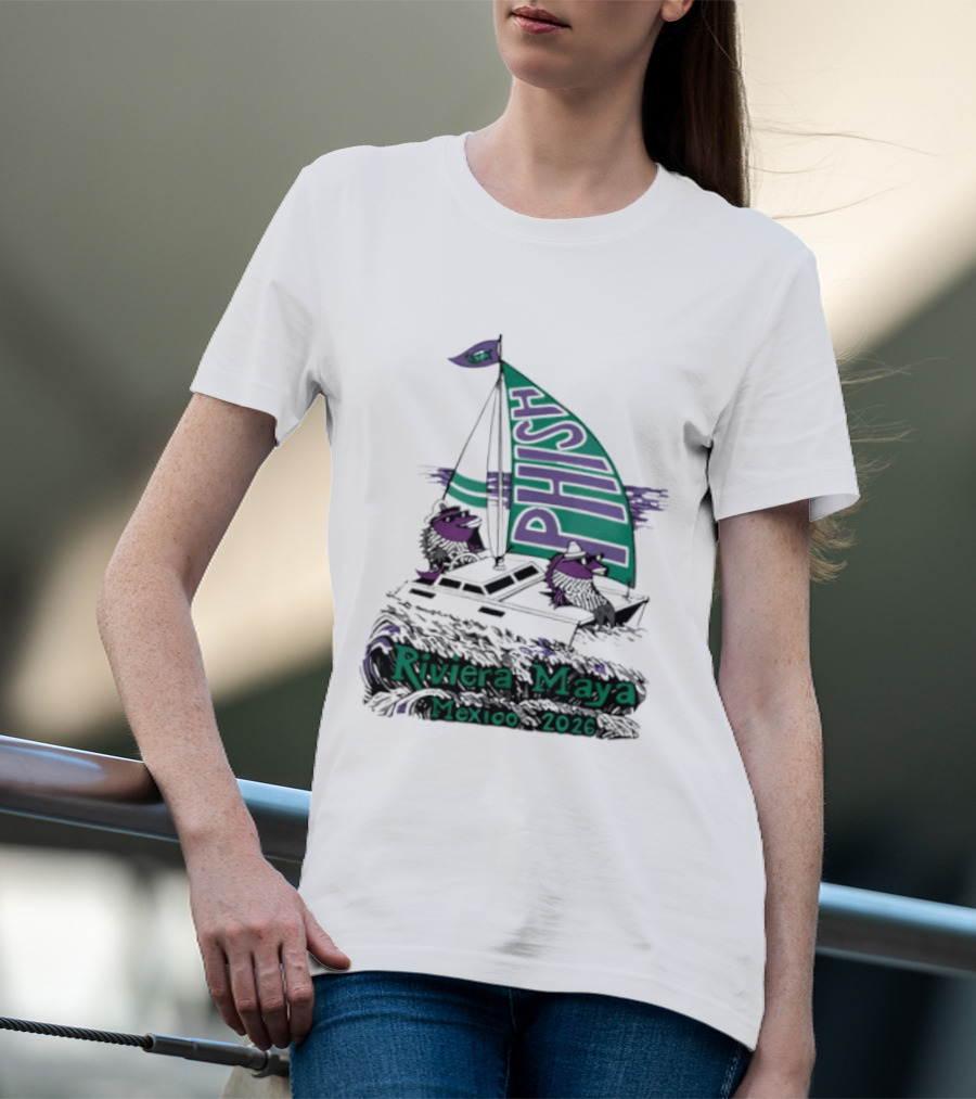 Phish Riviera Maya Mexico 2026 Sailboat Dolphins T-Shirt