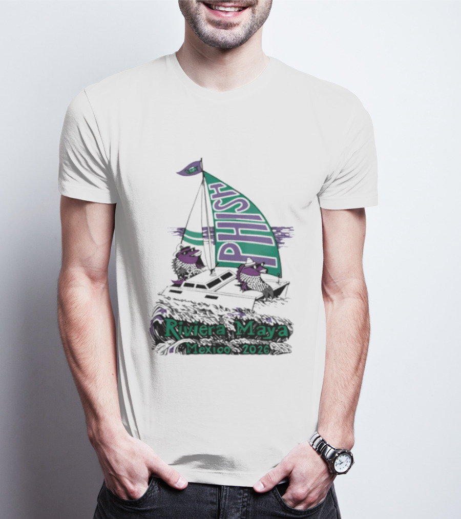 Phish Riviera Maya Mexico 2026 Sailboat Dolphins T-Shirt