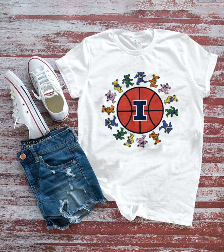 University Of Illinois Grateful Dead Bears Basketball T-Shirt
