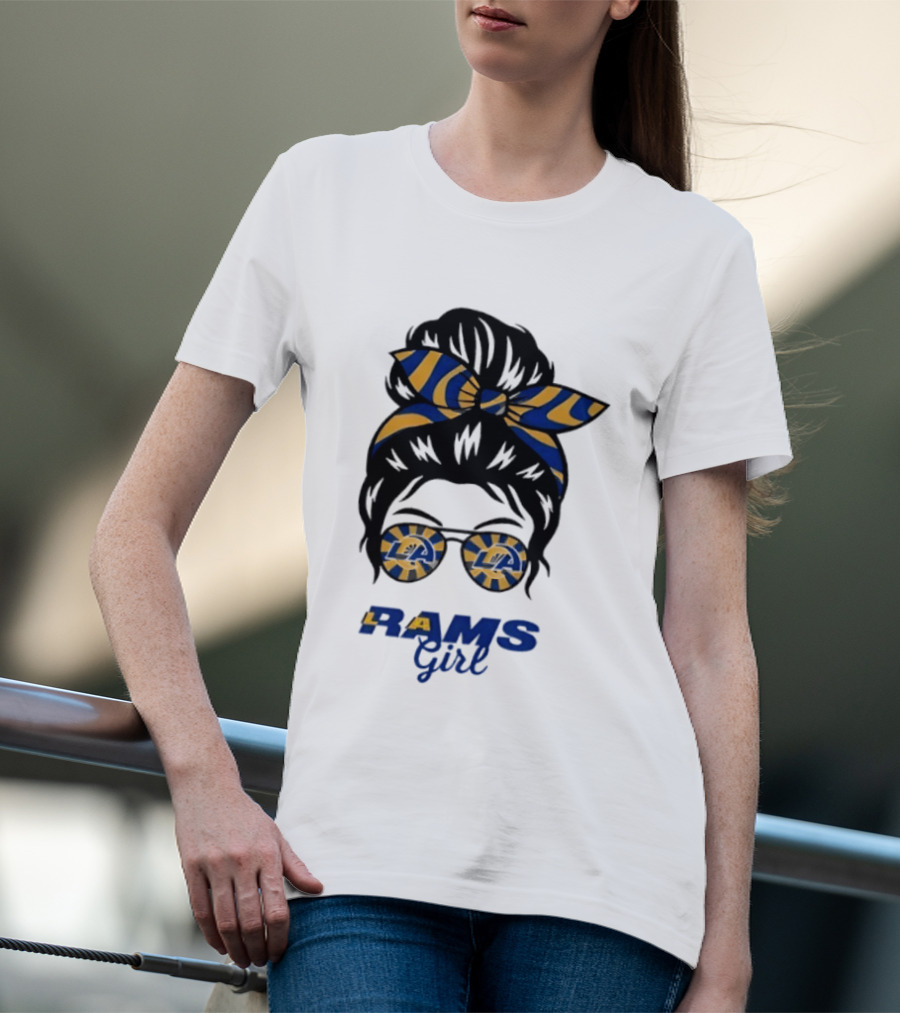 Rams Girl Messy Bun Sunglasses T-Shirt