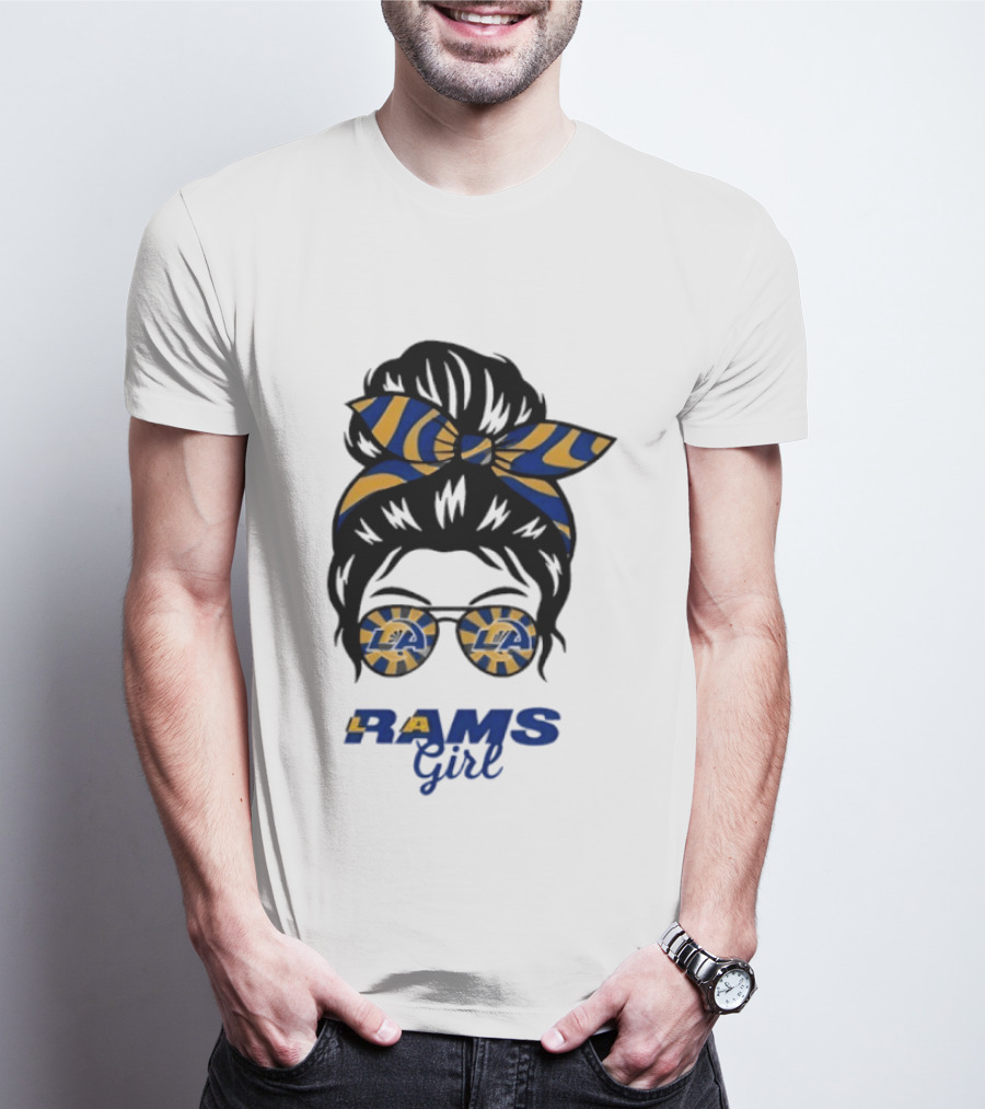 Rams Girl Messy Bun Sunglasses T-Shirt