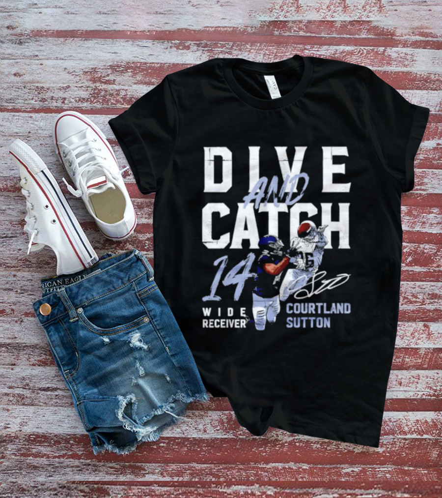 Courtland Sutton Wide Receiver 14 Dive And Catch T-Shirt