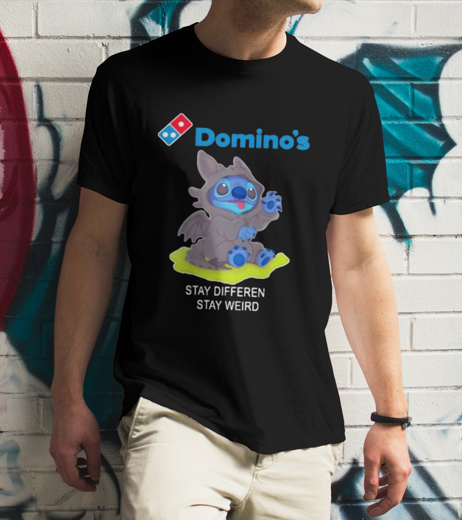 Domino's Pizza Collab Toothless Stitch Stay Different Stay Weird T-Shirt