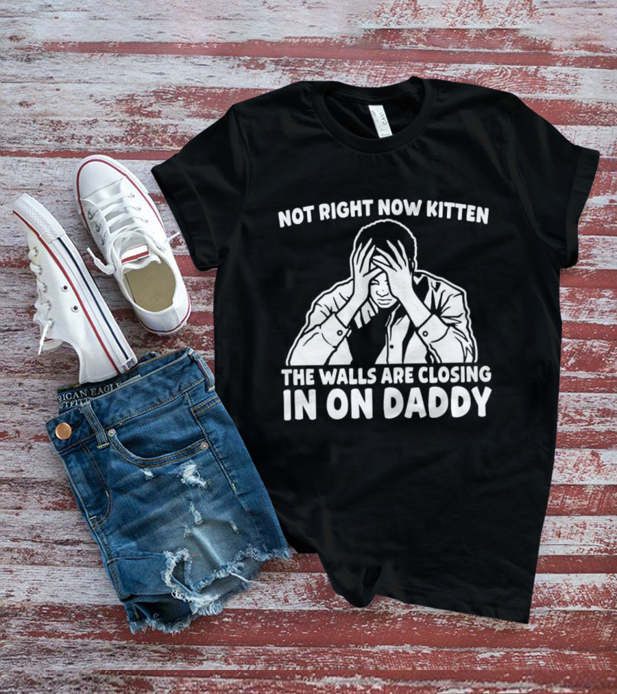 Not Right Now Kitten The Walls Are Closing In On Daddy Stress Humor T-Shirt