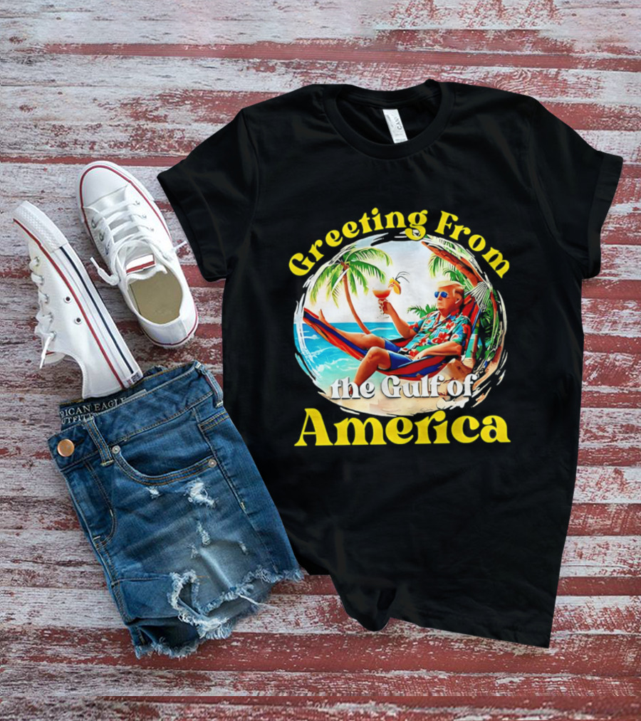Greeting From The Gulf Of America Tropical Beach Scene T-Shirt
