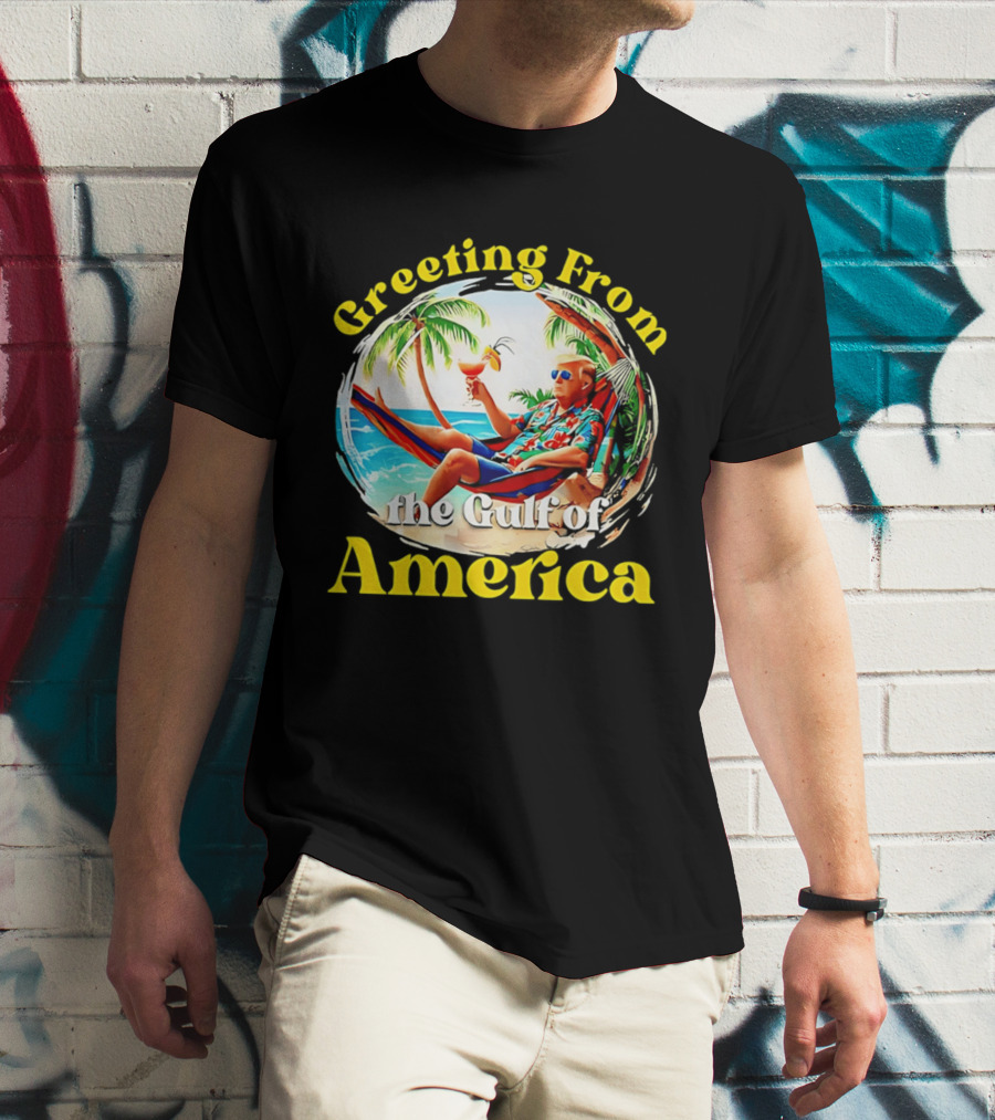 Greeting From The Gulf Of America Tropical Beach Scene T-Shirt