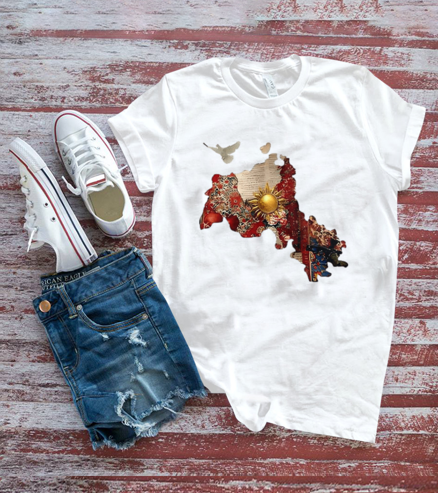 Map Of Kurdistan With Sun And Peace Dove T-Shirt