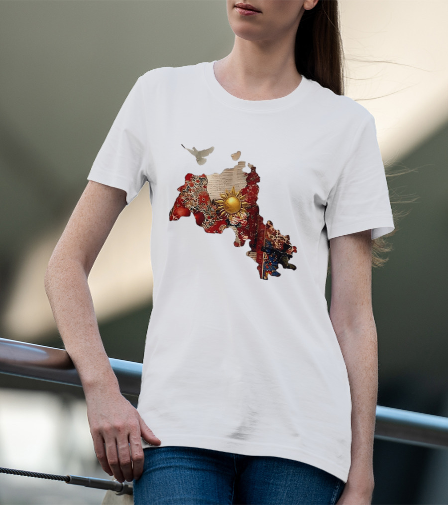 Map Of Kurdistan With Sun And Peace Dove T-Shirt
