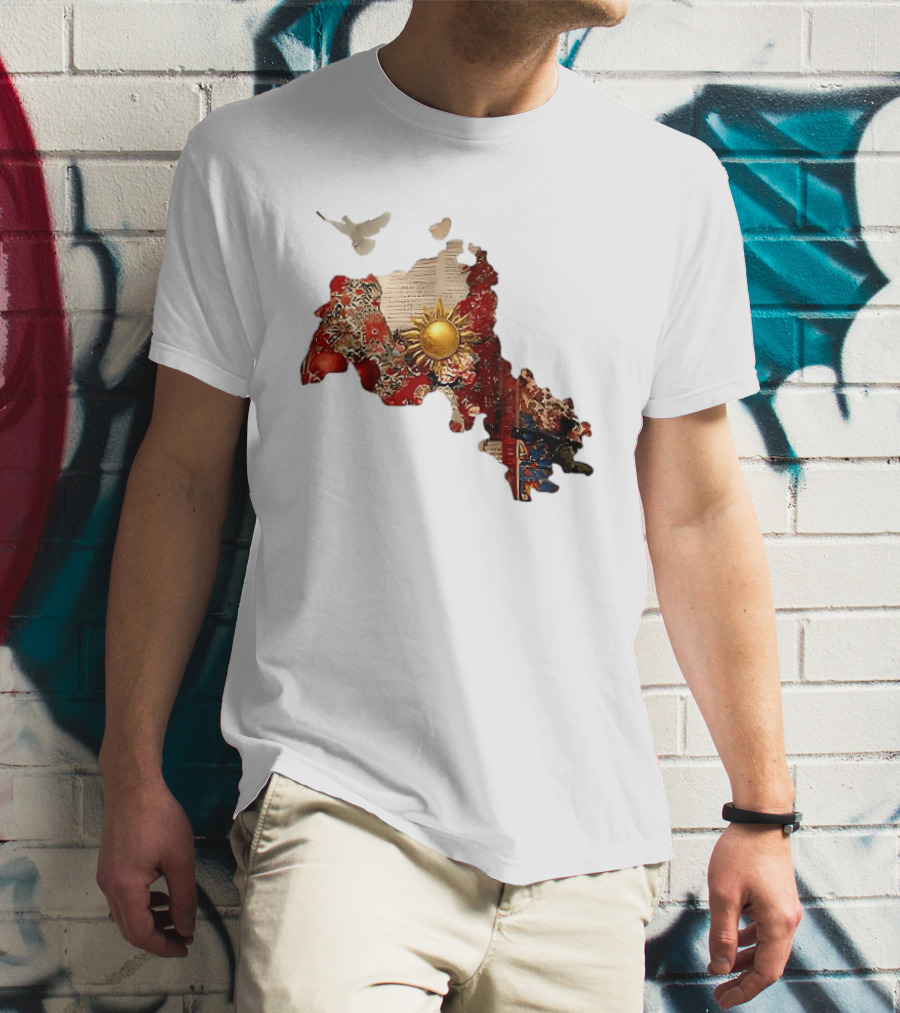 Map Of Kurdistan With Sun And Peace Dove T-Shirt