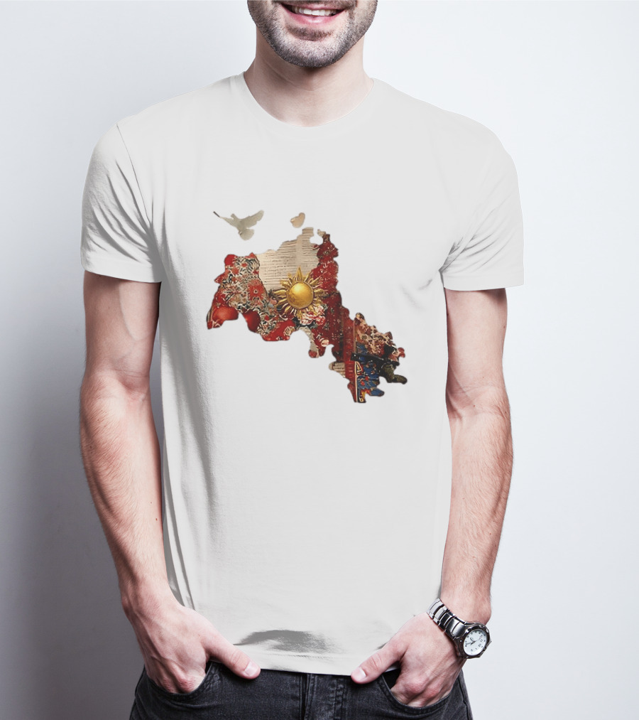 Map Of Kurdistan With Sun And Peace Dove T-Shirt