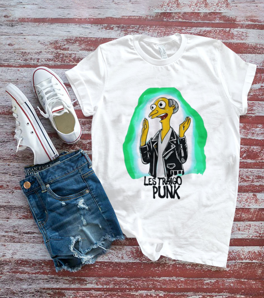 Mr Burns Les Traigo Punk Leather Jacket Green Aura T-Shirt