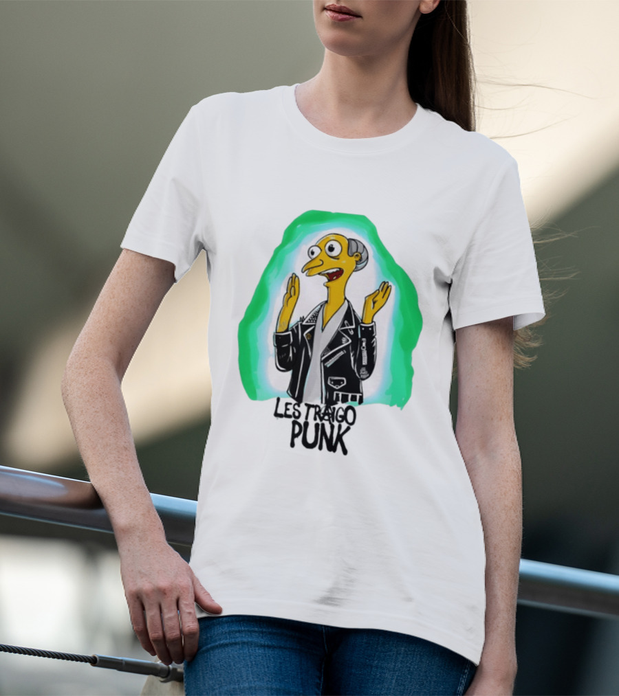 Mr Burns Les Traigo Punk Leather Jacket Green Aura T-Shirt