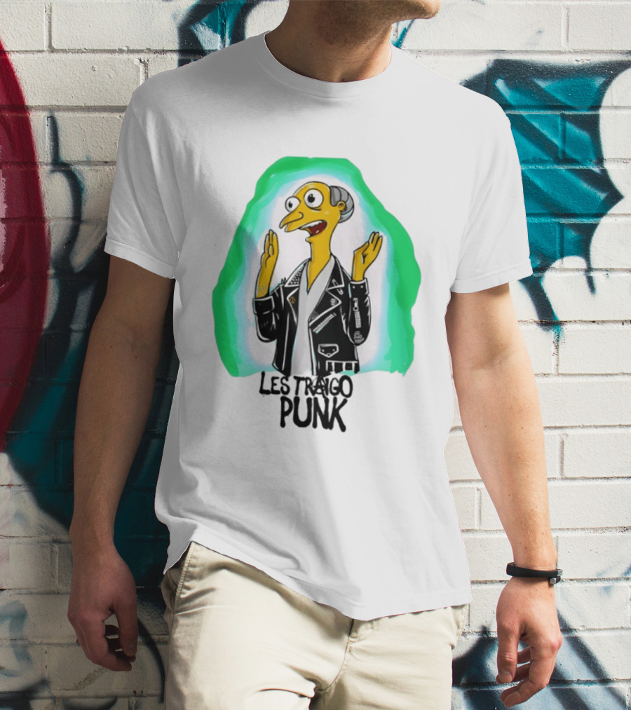 Mr Burns Les Traigo Punk Leather Jacket Green Aura T-Shirt