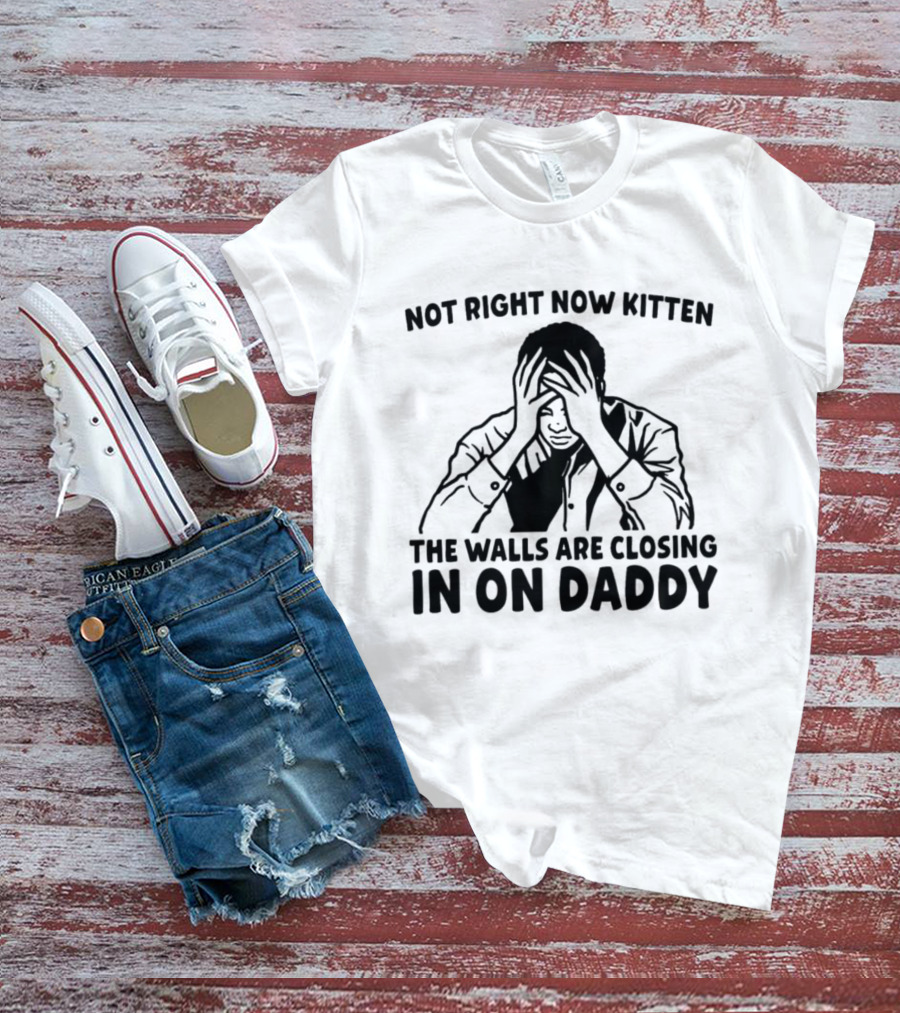Not Right Now Kitten The Walls Are Closing In On Daddy Stress Humor T-Shirt