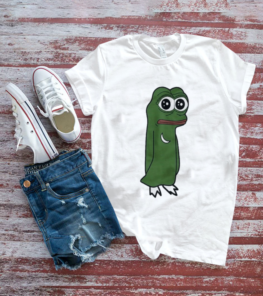 Smolting Pepe Meme Character Crescent Moon Reflection T-Shirt