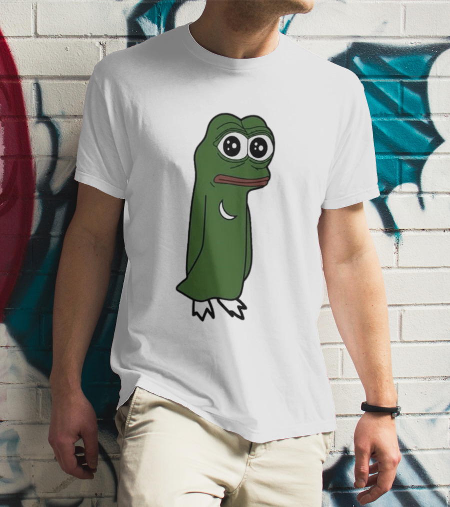 Smolting Pepe Meme Character Crescent Moon Reflection T-Shirt