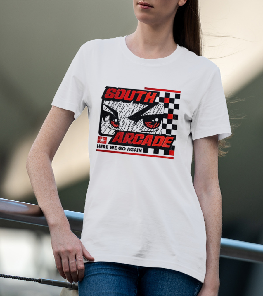 South Arcade Here We Go Again Checkerboard Eyes T-Shirt