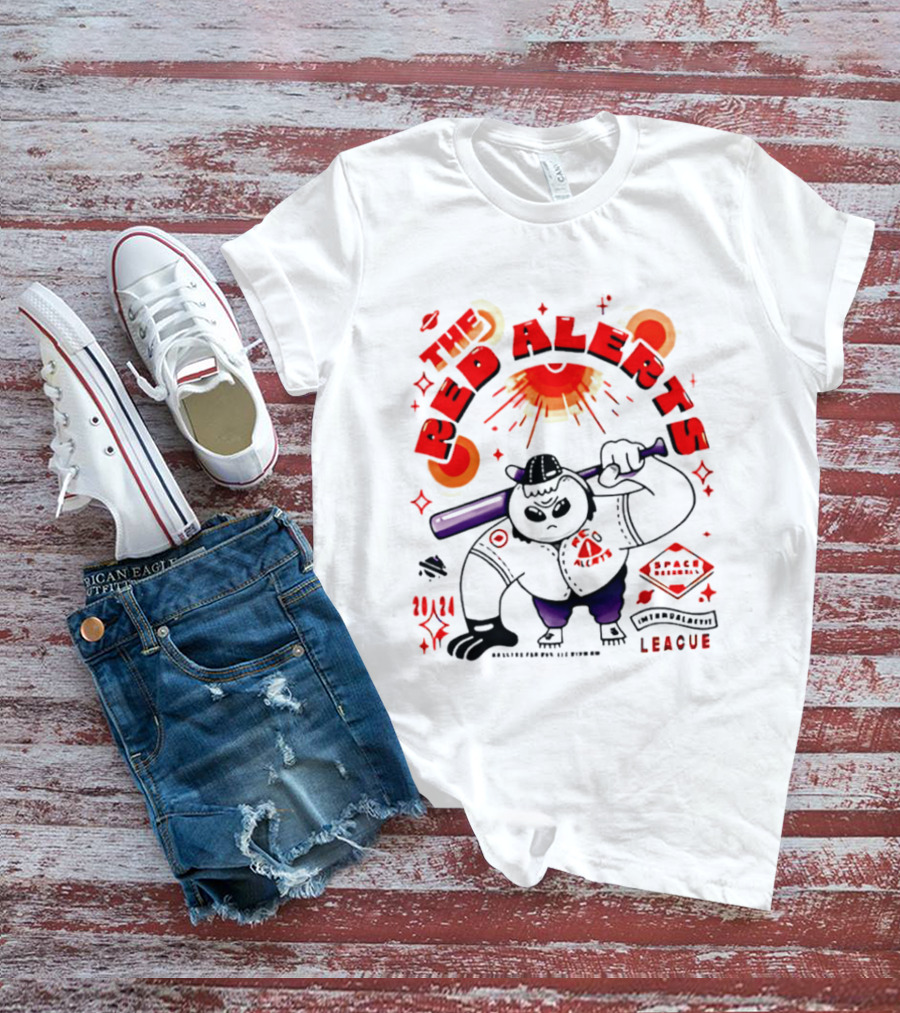 The Red Alerts Baseball League Cartoon Mascot 2024 Space Cowboy T-Shirt