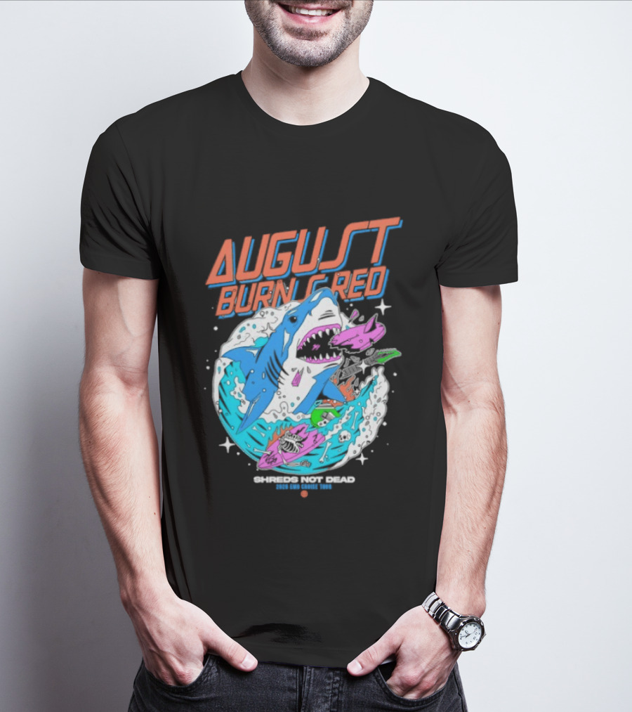 August Burns Red Shreds Not Dead Emo Cruise Tour 2026 Shark Explosion T-Shirt