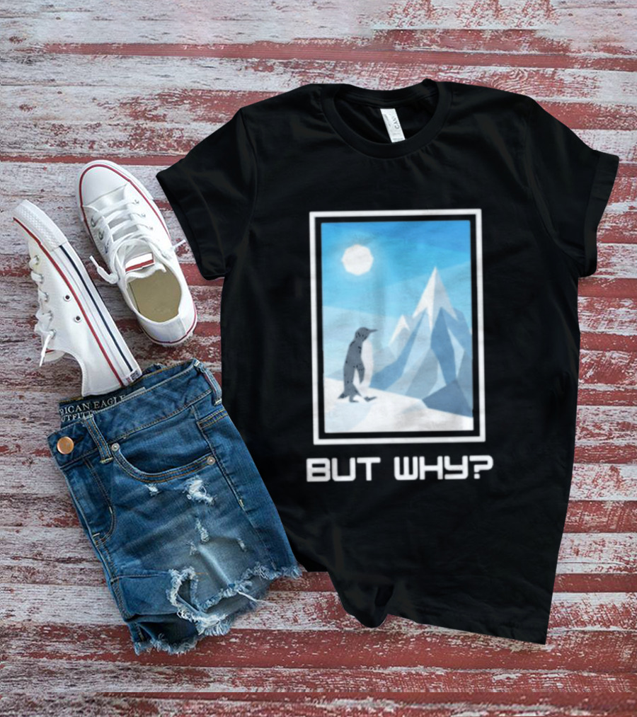 But Why Penguin Northward Bound Minimalist Arctic Framed T-Shirt