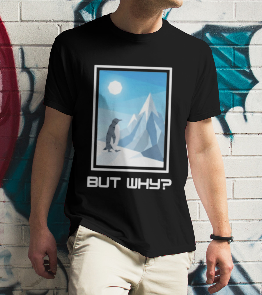 But Why Penguin Northward Bound Minimalist Arctic Framed T-Shirt