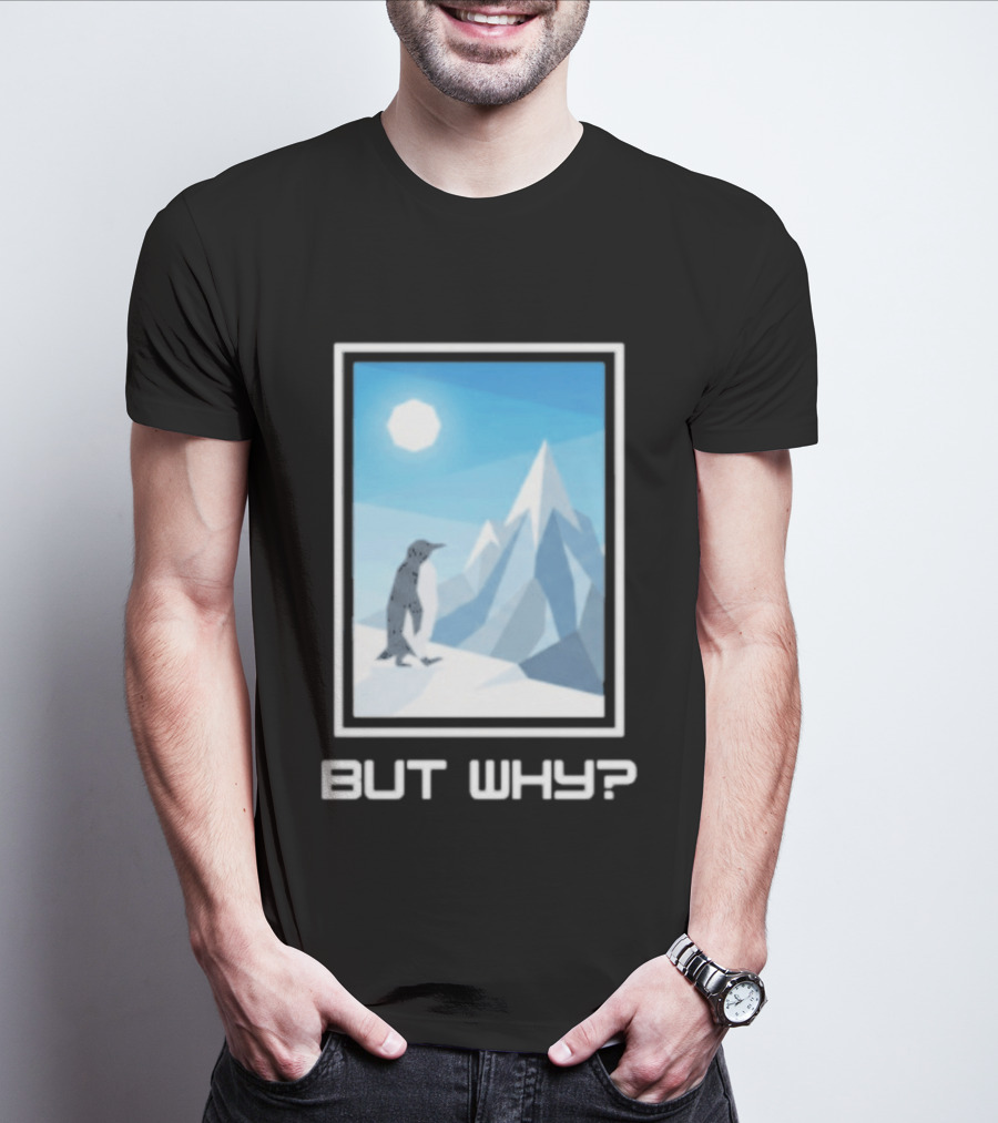 But Why Penguin Northward Bound Minimalist Arctic Framed T-Shirt
