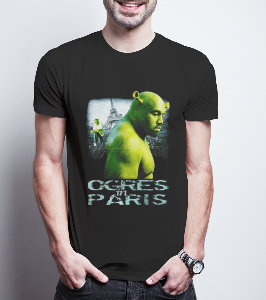 Shrek Kanye West Ogres In Paris Eiffel Tower Mashup T-Shirt