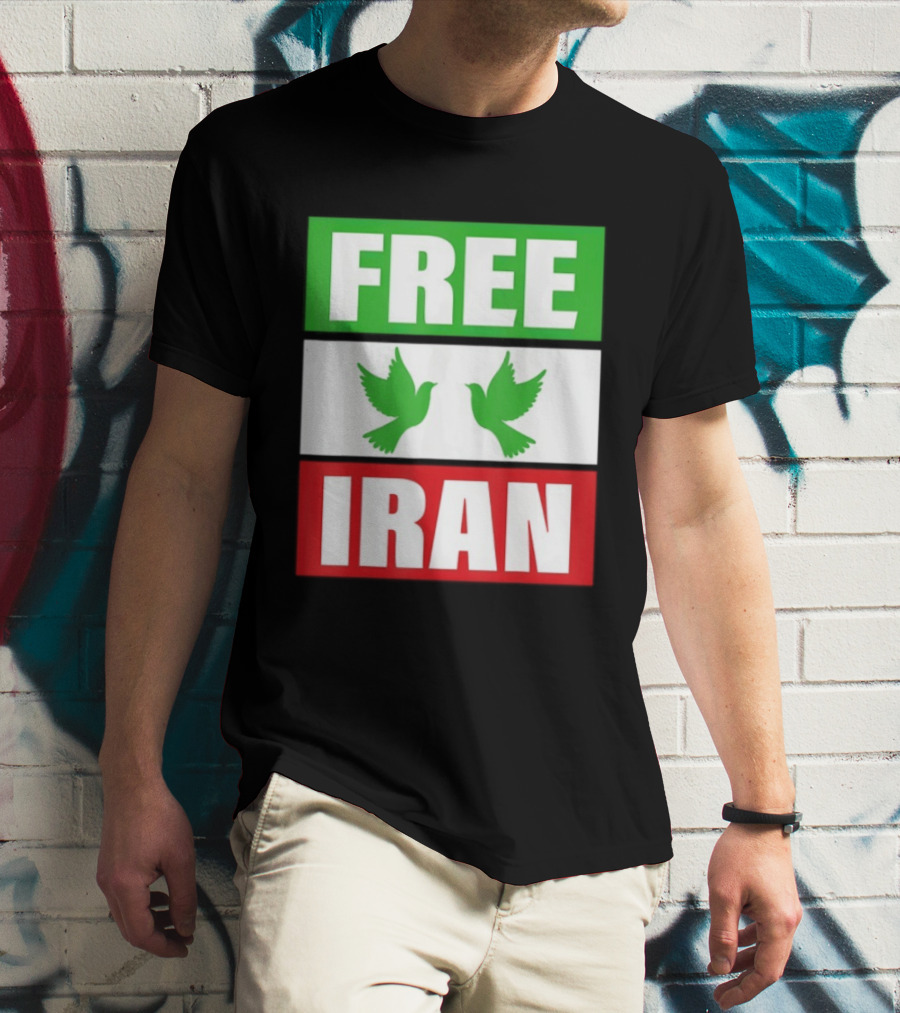 Free Iran Green White Red Peace Doves Freedom T-Shirt