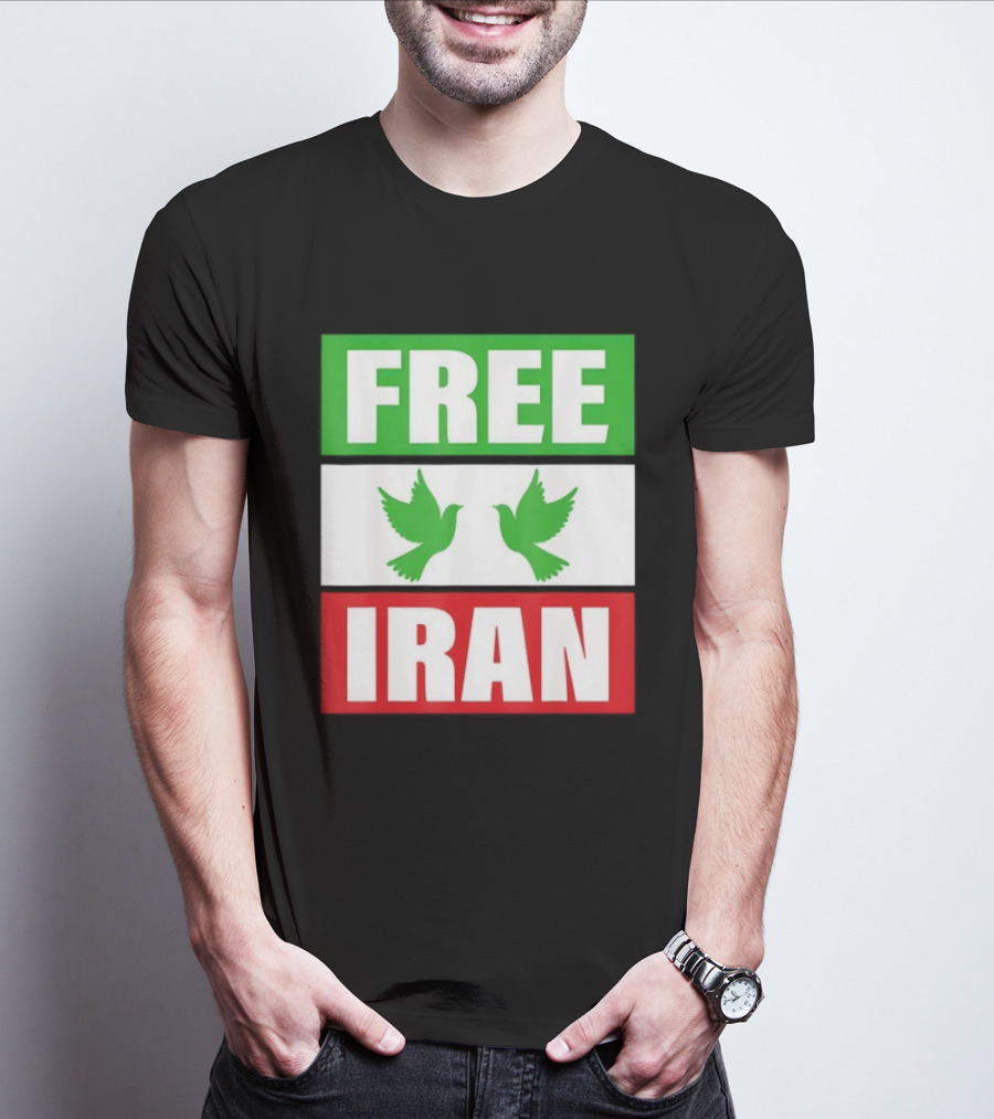 Free Iran Green White Red Peace Doves Freedom T-Shirt