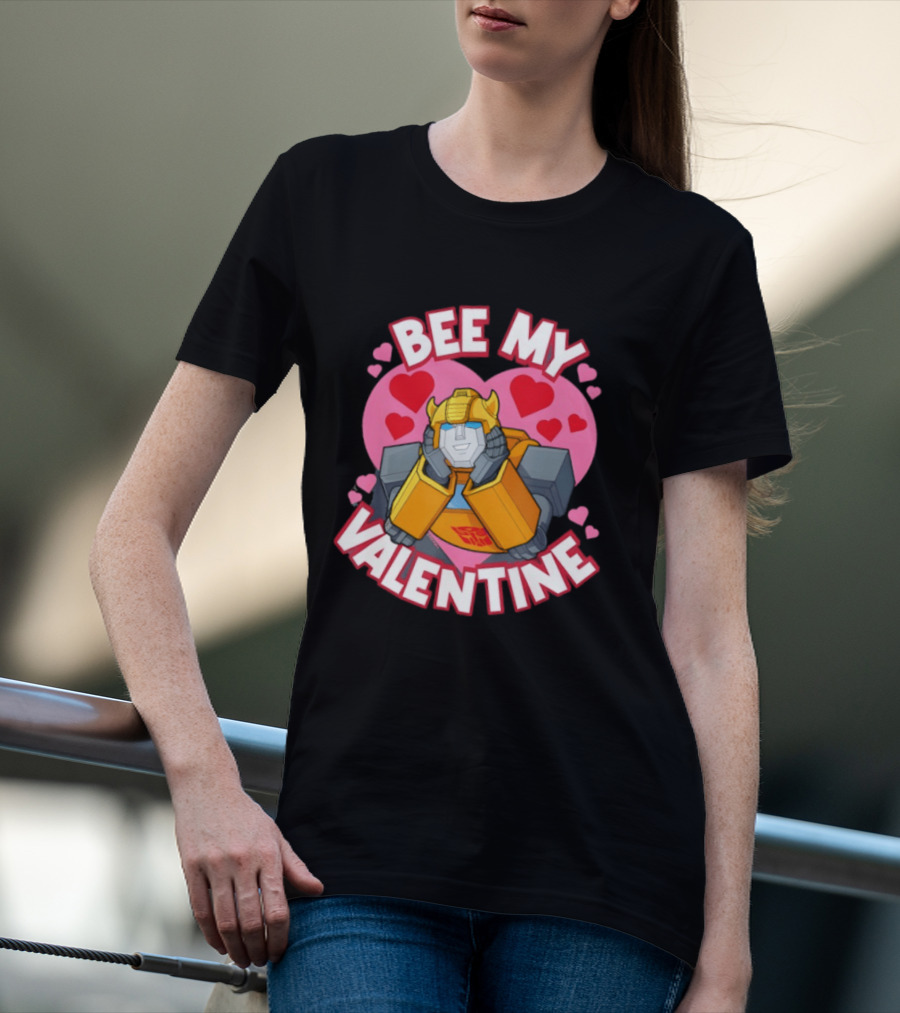 BEE MY VALENTINE Transformers Bumblebee Valentine's Day Hearts T-Shirt