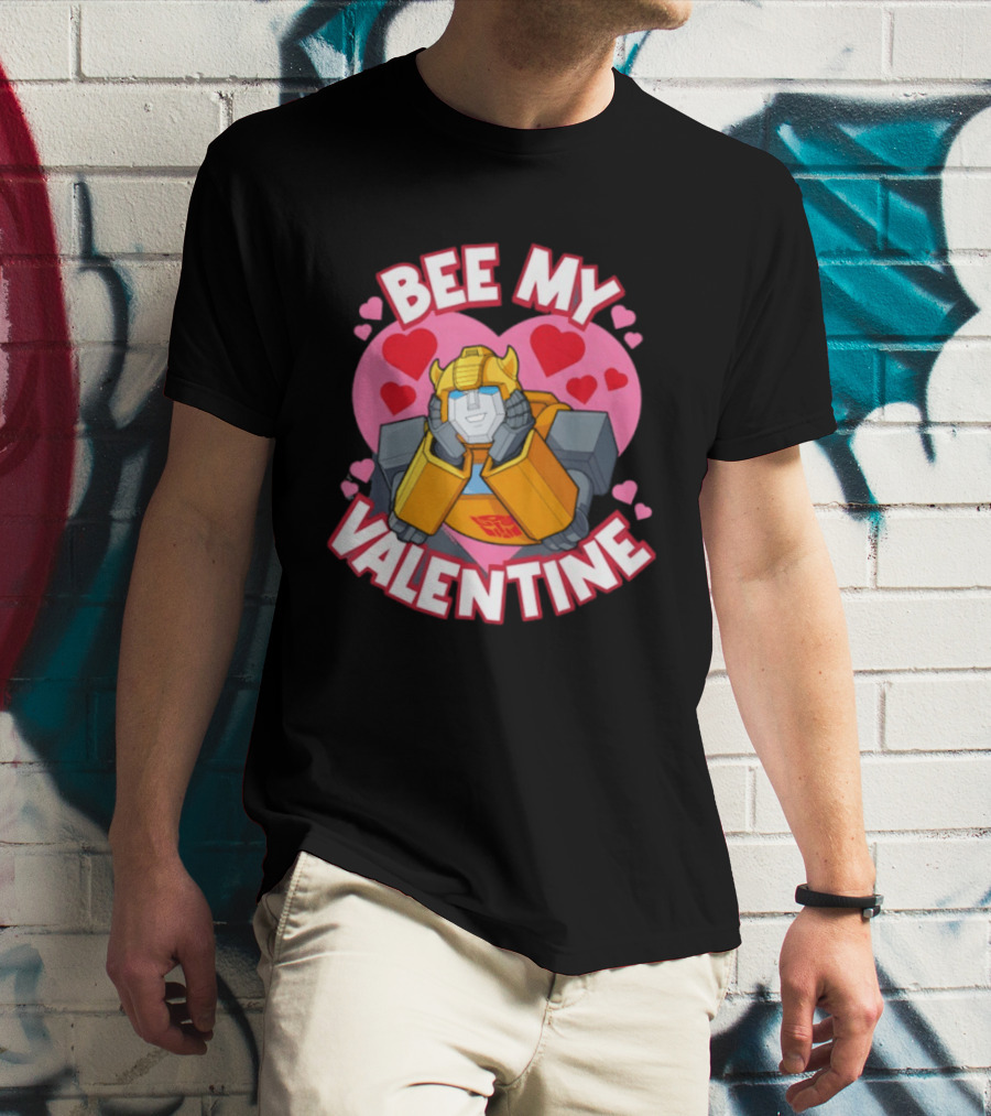 BEE MY VALENTINE Transformers Bumblebee Valentine's Day Hearts T-Shirt