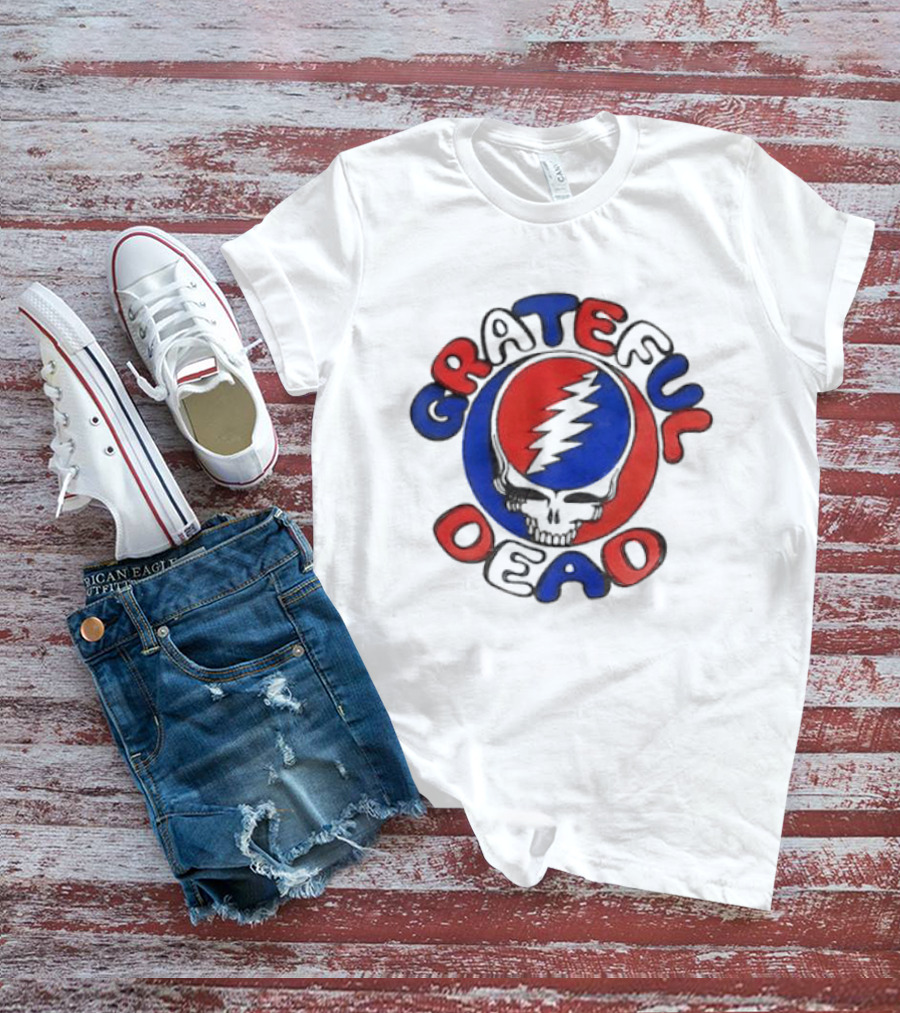 Grateful Dead Steal Your Face Skull Red Blue Bolt T-Shirt