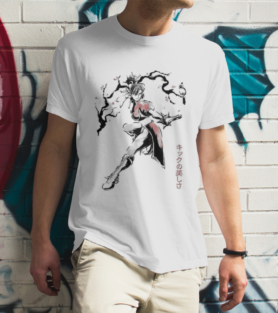 Chun Li SF The Kicking Beauty Sumi E Calligraphy Brush T-Shirt