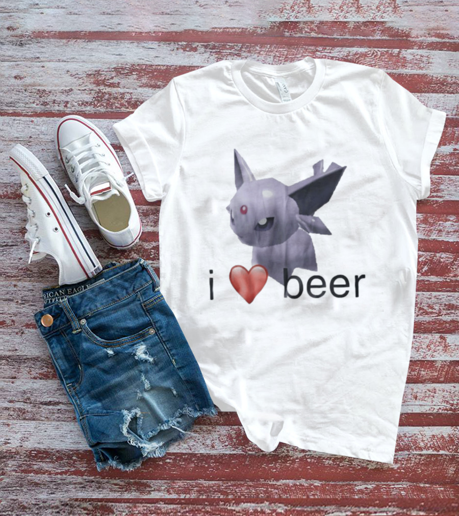 Pokémon Espeon I Heart Beer Meme T-Shirt