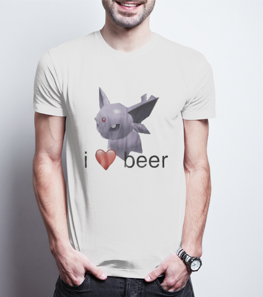 Pokémon Espeon I Heart Beer Meme T-Shirt