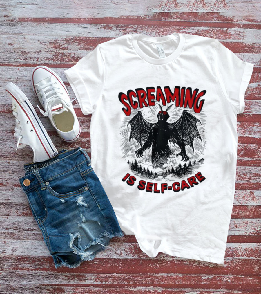 Screaming Is Self Care Mothman Meme T-Shirt