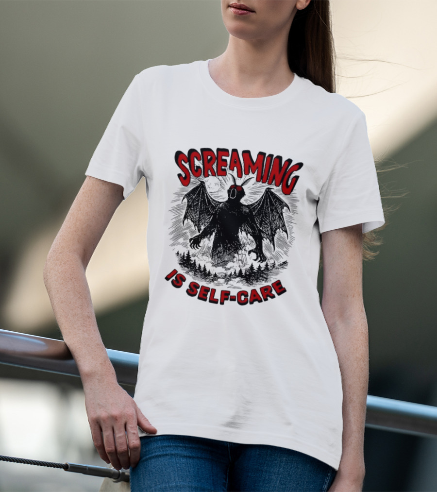 Screaming Is Self Care Mothman Meme T-Shirt