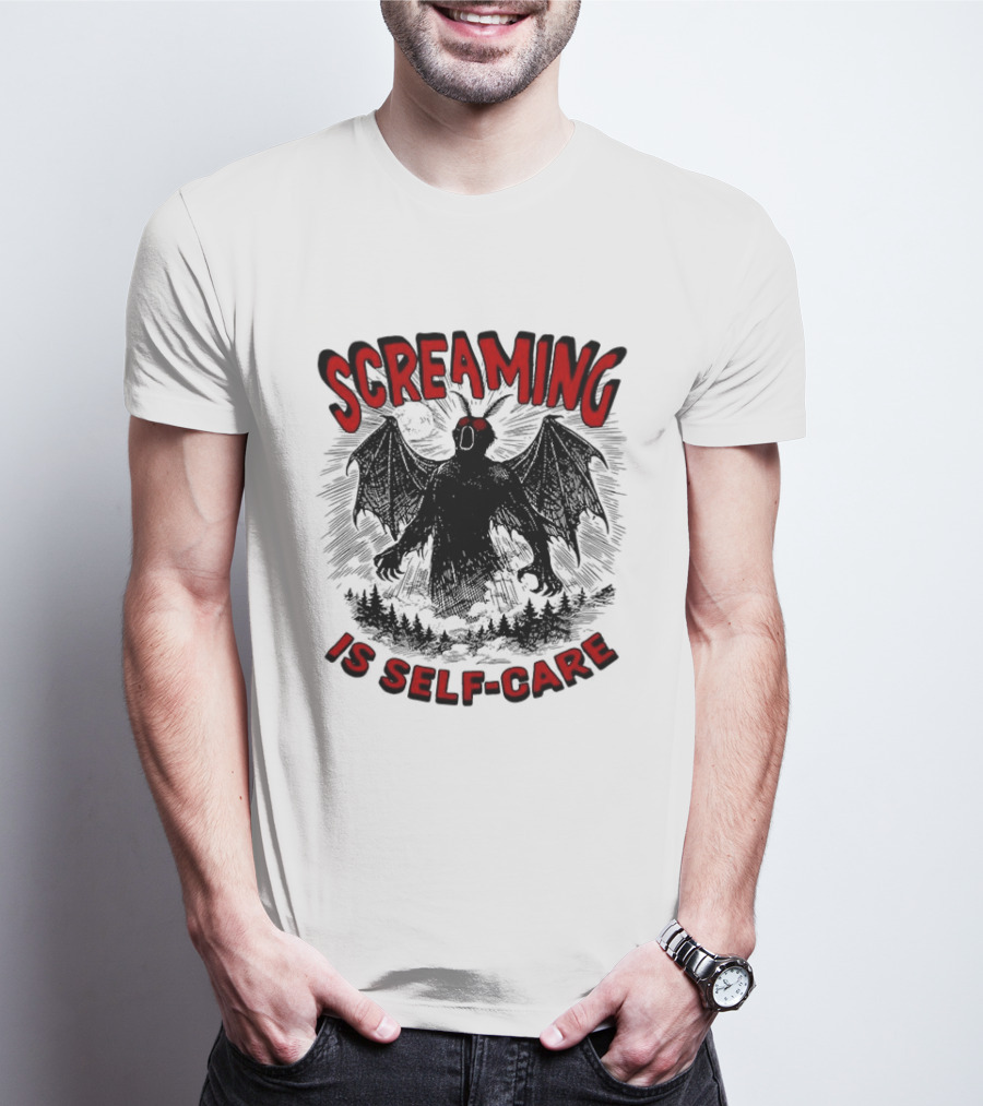 Screaming Is Self Care Mothman Meme T-Shirt