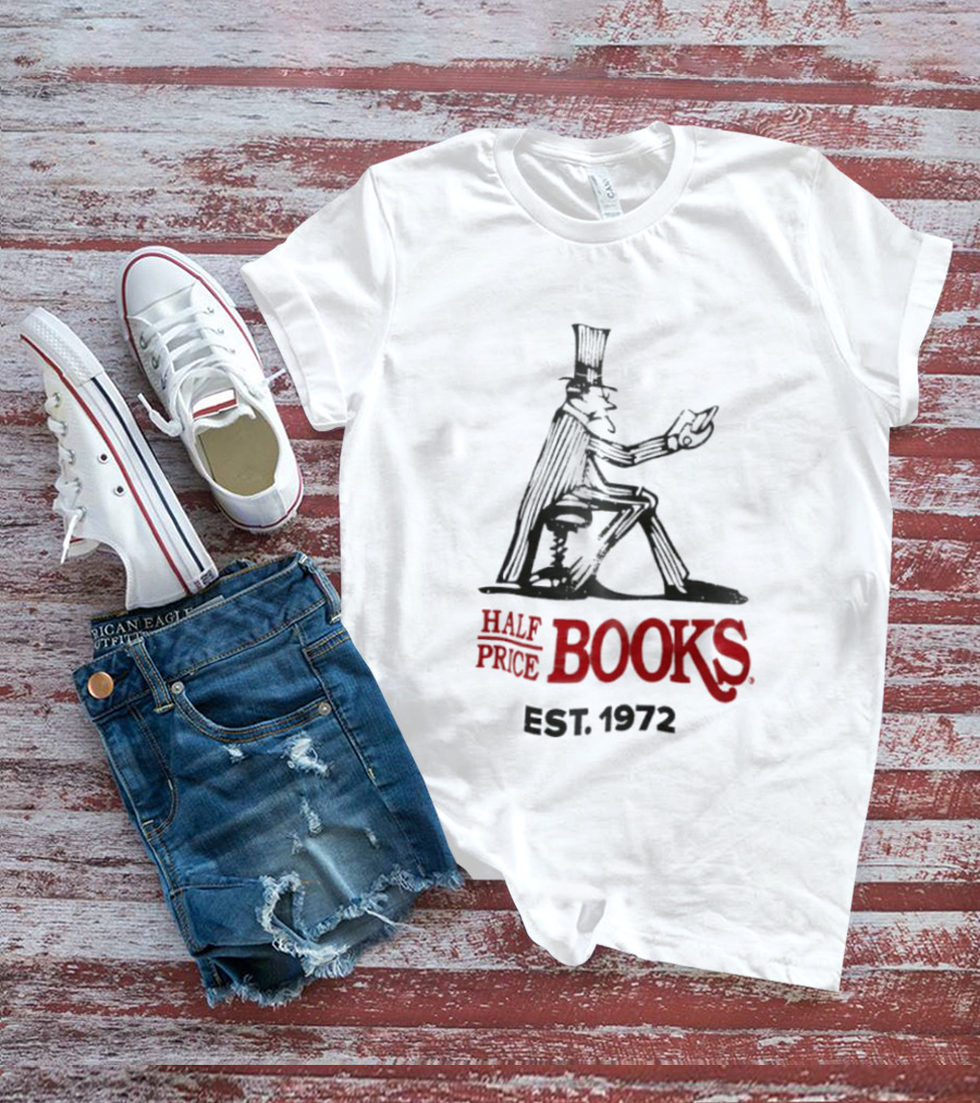Half Price Books Est 1972 Vintage Gentleman Reading T-Shirt