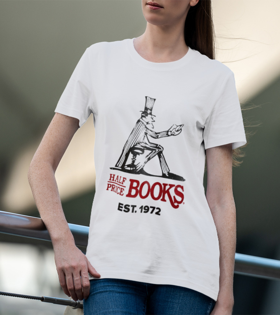 Half Price Books Est 1972 Vintage Gentleman Reading T-Shirt