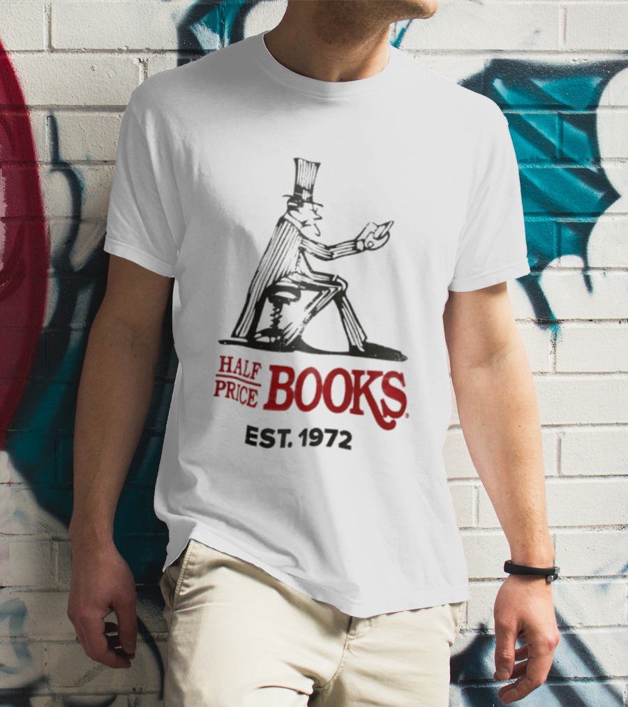 Half Price Books Est 1972 Vintage Gentleman Reading T-Shirt