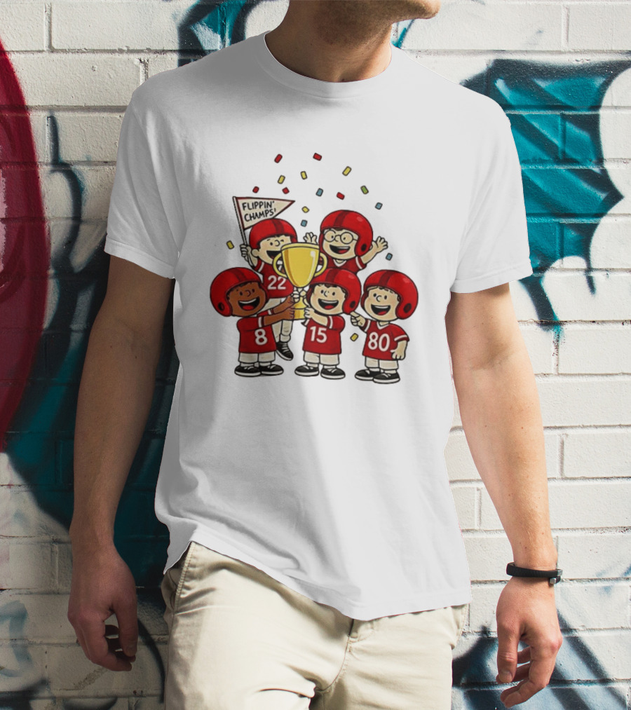 Peanuts Flippin' Champs Football Team Celebration With Trophy T-Shirt