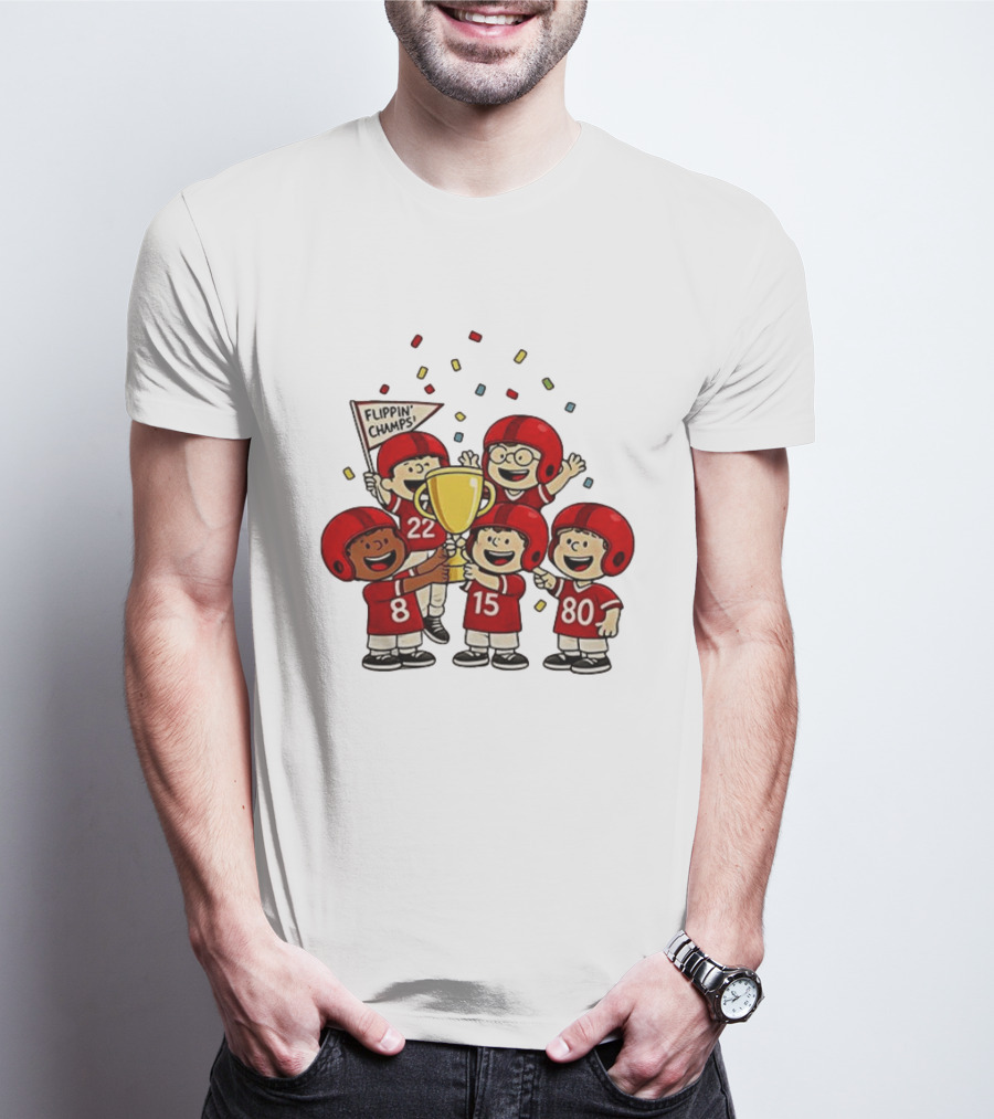 Peanuts Flippin' Champs Football Team Celebration With Trophy T-Shirt